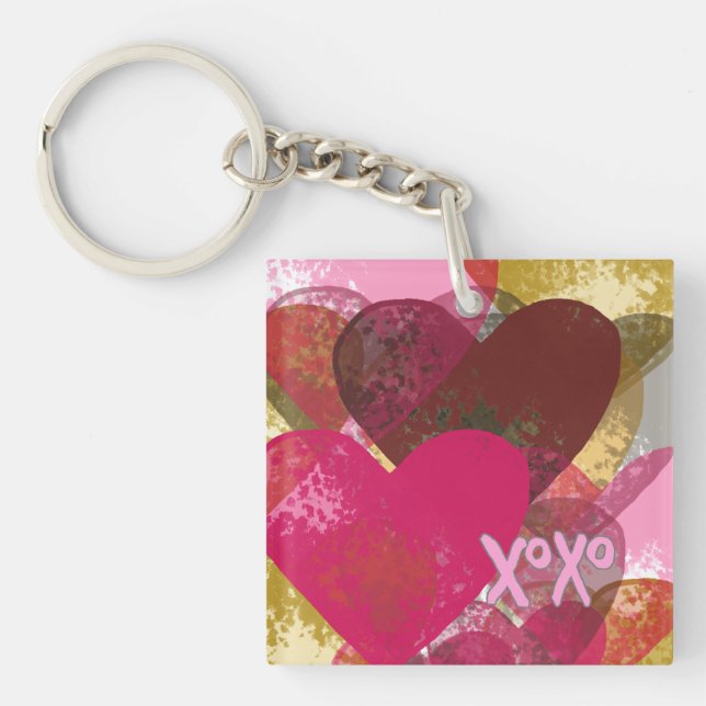Porte-clefs Conception Abstraite Multi Cœurs (Devant)