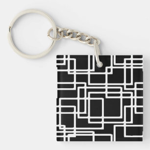 Porte-clefs Conception artistique de carrés blancs entrelacés
