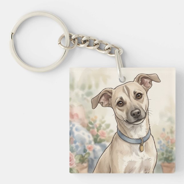 Porte-clefs Conception Chaleureuse pour Amateur de Chien LinaP (Devant)