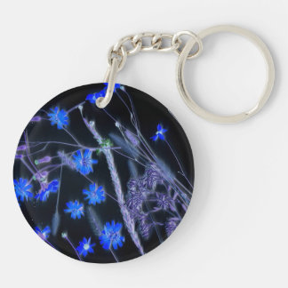 Porte-clefs Conception de balayage de fleur sauvage de noir