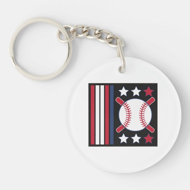 Porte-clefs Conception de baseball patriotique (Devant)