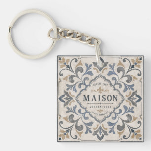 Porte-clefs Conception de carreaux ornementaux vintage avec ty