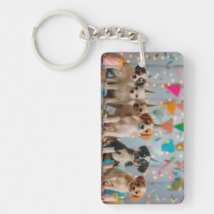 Porte-clefs Conception de célébration d'anniversaire de chiots