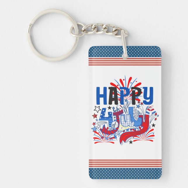 Porte-clefs Conception de célébration patriotique du 4 juillet (Devant)
