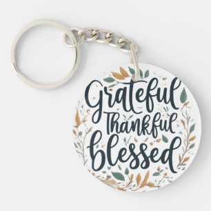 Porte-clefs Conception de cercle Grateful, Thankful, Blessed