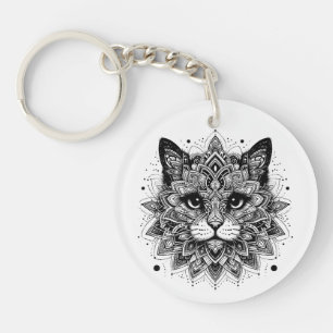 Porte-clefs Conception de chat à motif mandala
