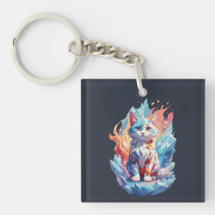 Porte-clefs Conception de chat en cristal mignon Imaginaire