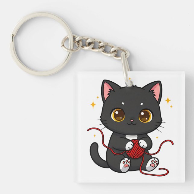 Porte-clefs Conception de Chibi de Chat Noir Ludique (Devant)
