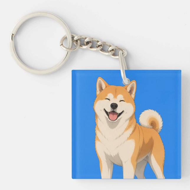 Porte-clefs Conception de chien Akita heureux (Devant)