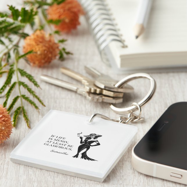 Porte-clefs Conception de citation de style Glam personnalisée (Devant Droit)