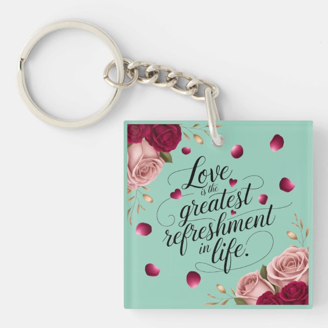 Porte-clefs Conception de citation florale de rose élégante (Devant)