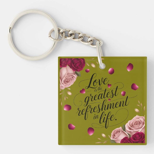 Porte-clefs Conception de citation florale de rose élégante (Devant)