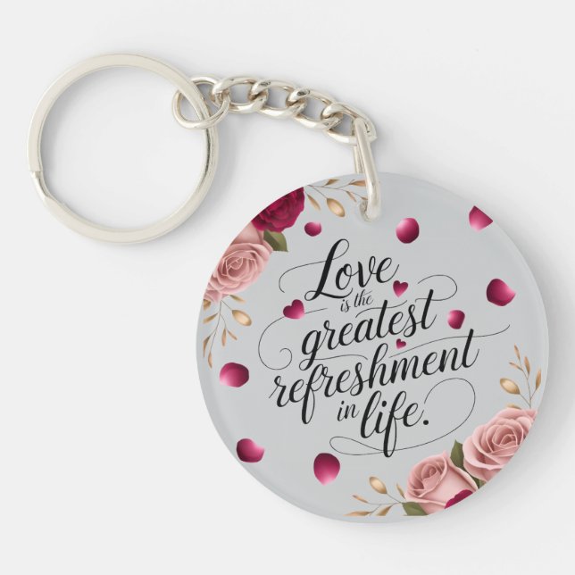 Porte-clefs Conception de citation florale de rose élégante (Devant)