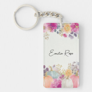Porte-clefs Conception de citrouille et de fleurs colorée pers