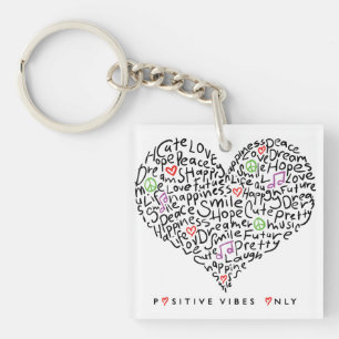 Porte-clefs Conception de cœur avec des vibrations positives u