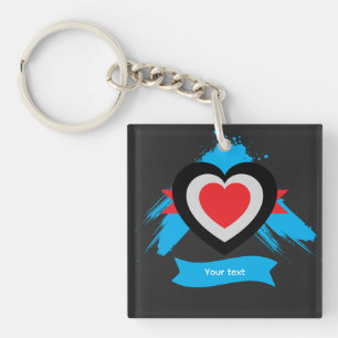 Porte-clefs Conception de cœur avec texte personnalisable modi