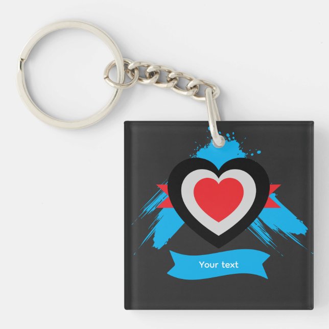 Porte-clefs Conception de cœur avec texte personnalisable modi (Devant)