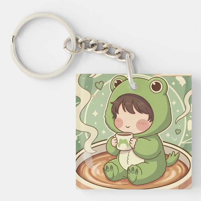Porte-clefs Conception de Coffee Tale Froggy Mignon (Devant)