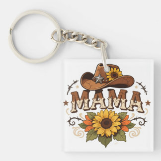 Porte-clefs Conception de cowgirl tournesol maman western