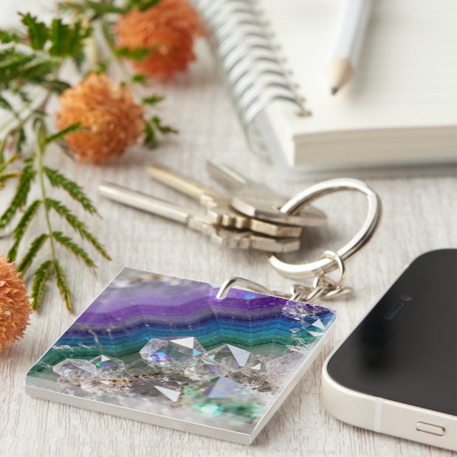 Porte-clefs Conception de cristal vibrant de fusion de quartz  (Devant Droit)