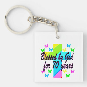 PORTE-CLEFS CONCEPTION DE CROIX RELIGIEUSE DE 70E ANNIVERSAIRE