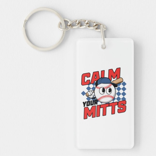 Porte-clefs Conception de dessin animé de baseball Calmez Vos  (Devant)