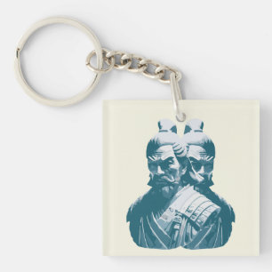 Porte-clefs Conception de deux statues de samouraï japonais