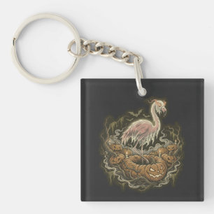 Porte-clefs Conception de flamant rose effrayant pour Hallowee