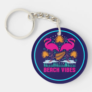 Porte-clefs Conception de flamants roses de vibes de plage