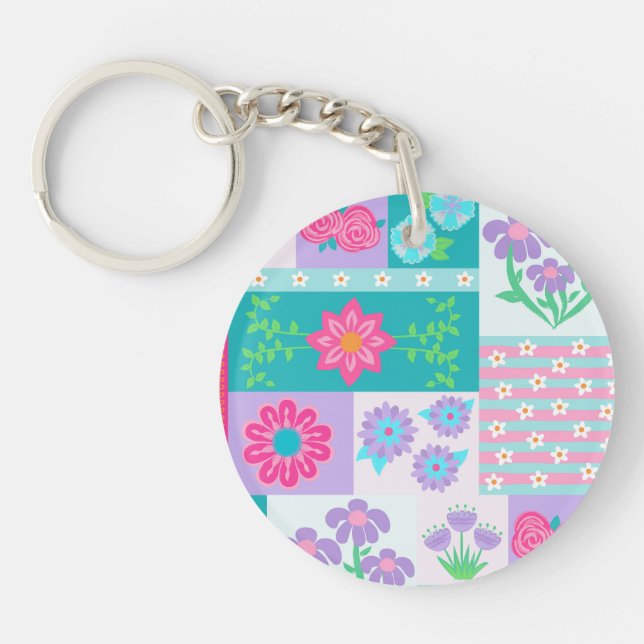 Porte-clefs Conception de fleurs vibrantes en fleurs (Devant)