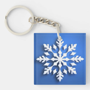Porte-clefs Conception de flocon de neige blanc détaillé