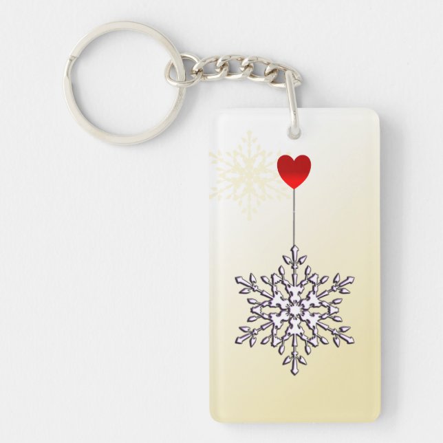 Porte-clefs Conception de forme de flocon de neige et de coeur (Devant)