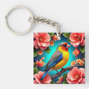 Porte-clefs Conception de la nature florale de l'oiseau chante