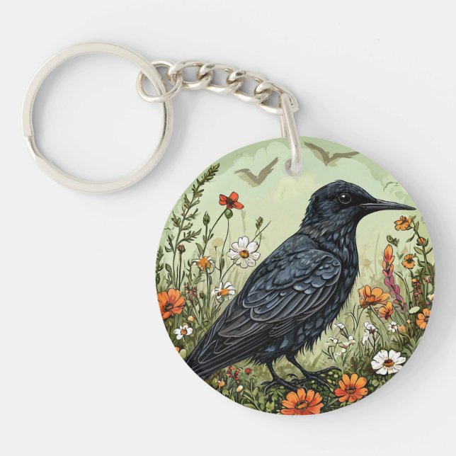 Porte-clefs Conception de la nature florale de l'oiseau Sterne (Devant)