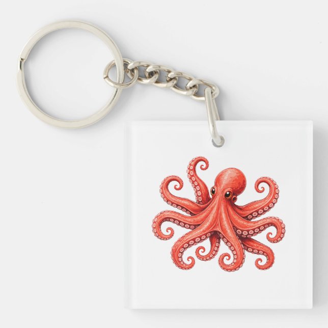 Porte-clefs Conception de la vie marine de l'octopus océan (Devant)