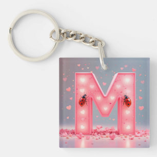 Porte-clefs Conception de lettre M rose vif