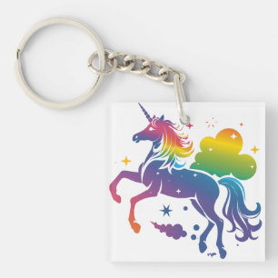 Porte-clefs Conception de licorne de couleur arc-en-ciel