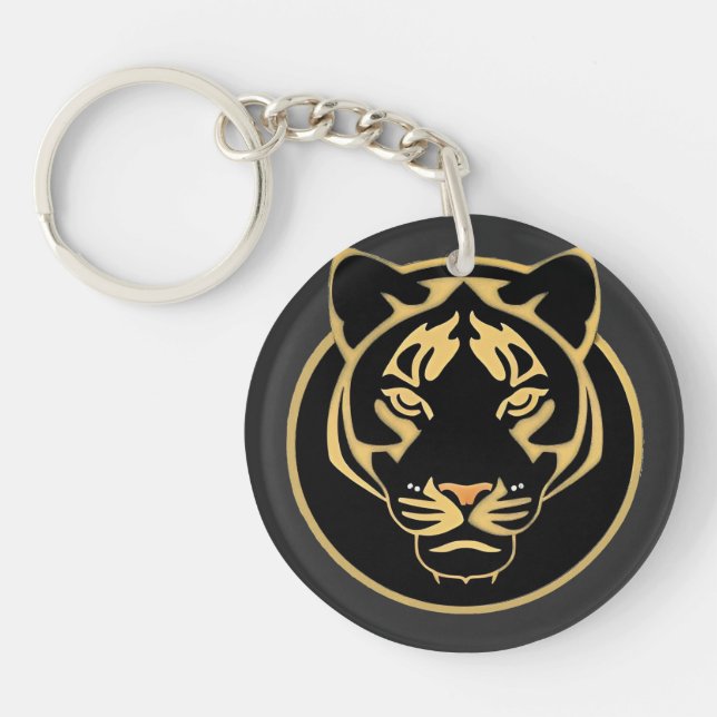 Porte-clefs Conception de logo de tigre doré stylisé (Devant)