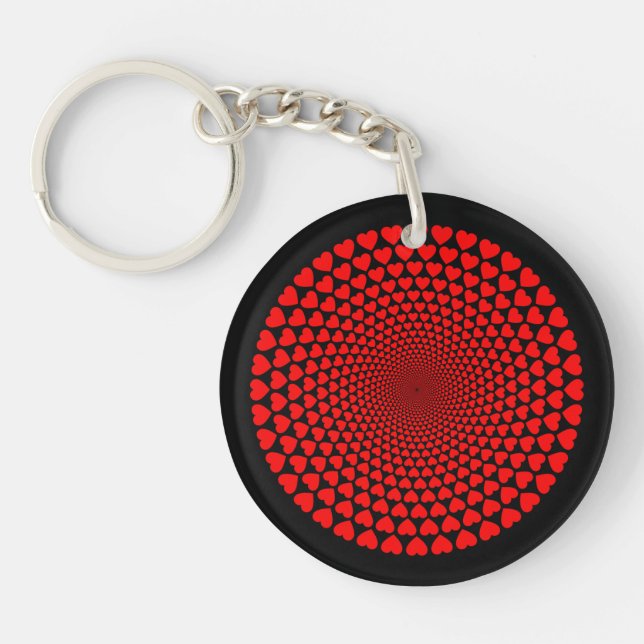 Porte-clefs Conception de Mandala de Cœurs-25870 (Devant)
