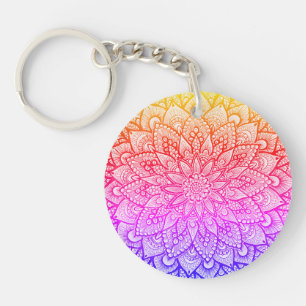 Porte-clefs Conception de mandala multicolore Art original