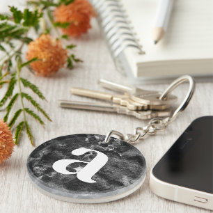 Porte-clefs Conception de marbre noir abstrait grunge foncé