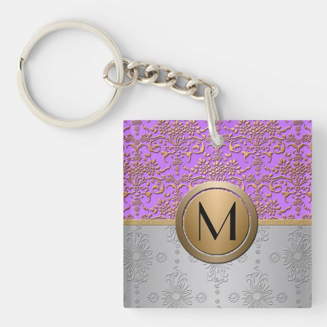Porte-clefs Conception de monogramme fantaisie Pervenche Viole (Devant)