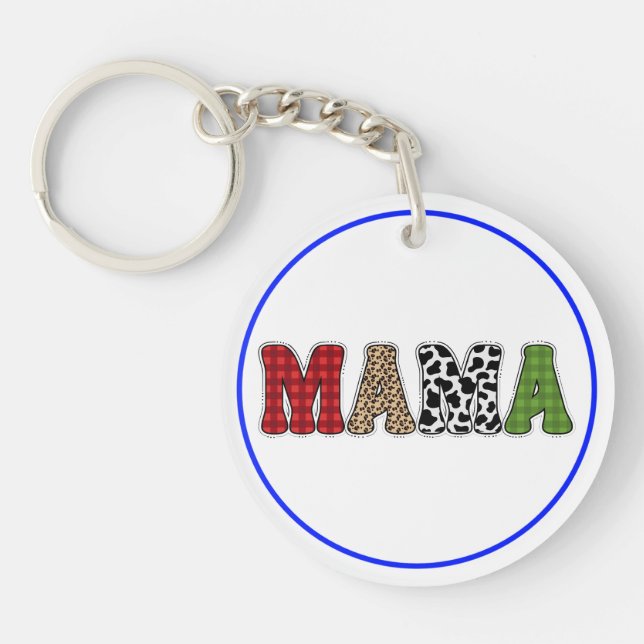 Porte-clefs Conception de motif à carreaux de Mama Noël (Devant)