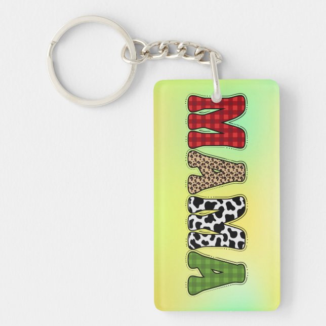 Porte-clefs Conception de motif à carreaux de Mama Noël (Devant)