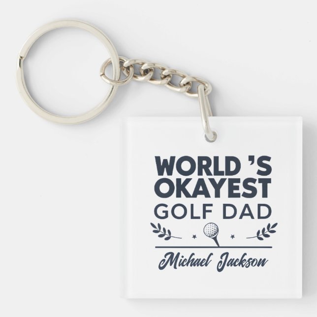 Porte-clefs Conception de nom personnalisé pour papa golfeur p (Devant)