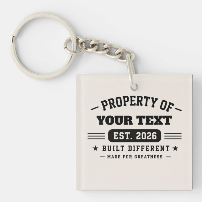 Porte-clefs Conception de nom personnalisé – T moderne minimal (Devant)