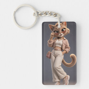 Porte-clefs Conception de personnage de chat animé 3D chic et