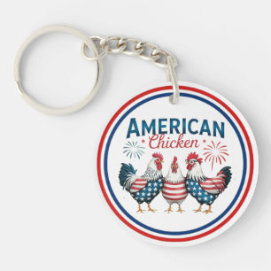 Porte-clefs Conception de poulet américain patriotique du 4 ju