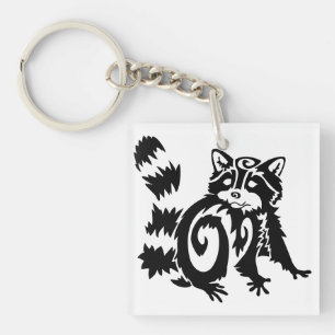 Porte-clefs Conception de Raton Laveur Bois Tribal