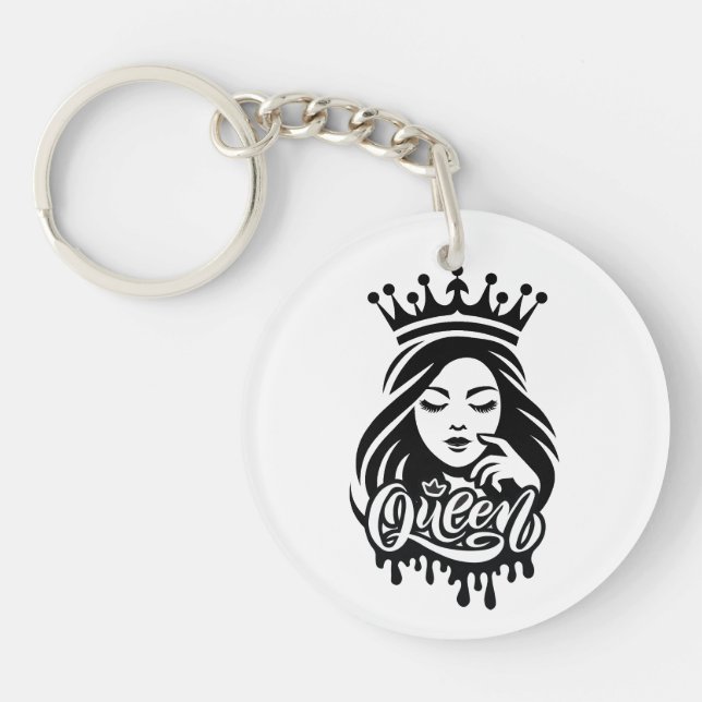 Porte-clefs Conception de Reine – Couronne Royale Élégante (Devant)